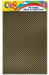 Cre8 A4 Black & Gold Foiled Card 5 pack