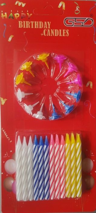 GSD Birthday Candles & Holders 24 pack