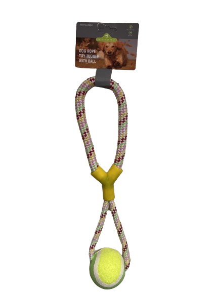 Pets That Play Dog Rope Toy Tugger With Ball - Assorted Colours