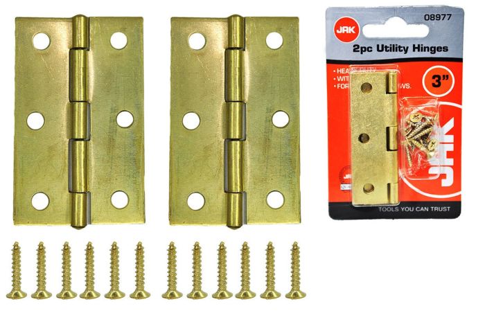 JAK Brass Utility Hinges 3in 2 pc