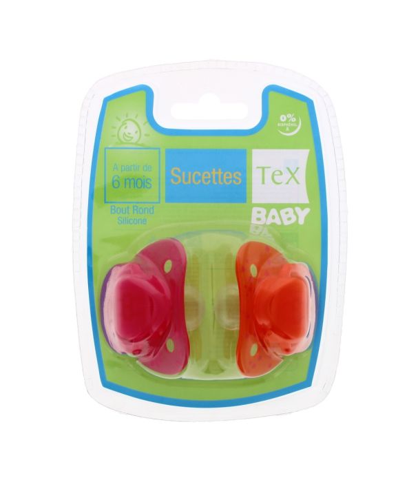 Round Silicone Dummies 6+ Months Red and Pink 2 pack