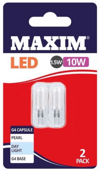 Maxim LED G4 Capsule Bulb 1.5w-10w Day Light 2 pack