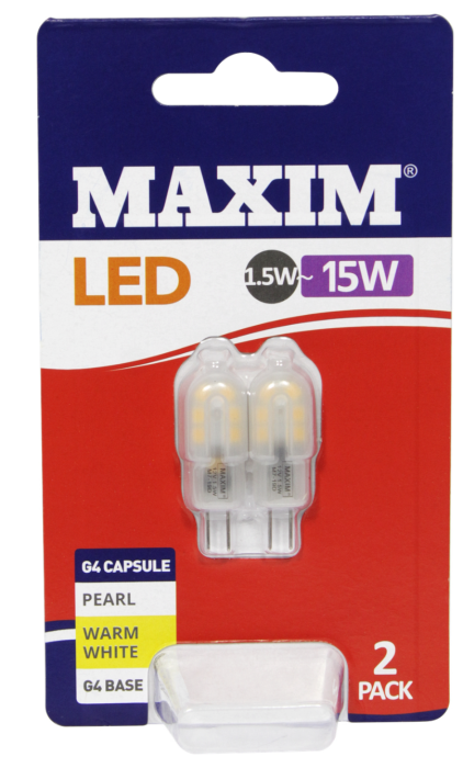 Maxim LED G4 Capsule Bulb 1.5w-15w Warm White 2 pack
