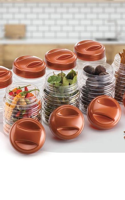 Lamsa Set of 8 Plastic Jars 360ml - Assorted Colours