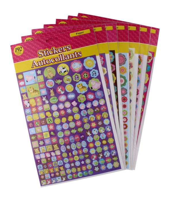 Paper Stickers Assorted Designs 192 pack