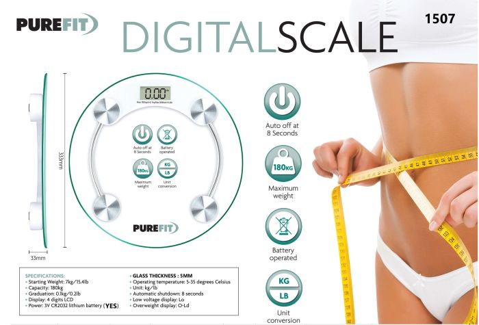 Pure Fit Digital Scale Round 180kg