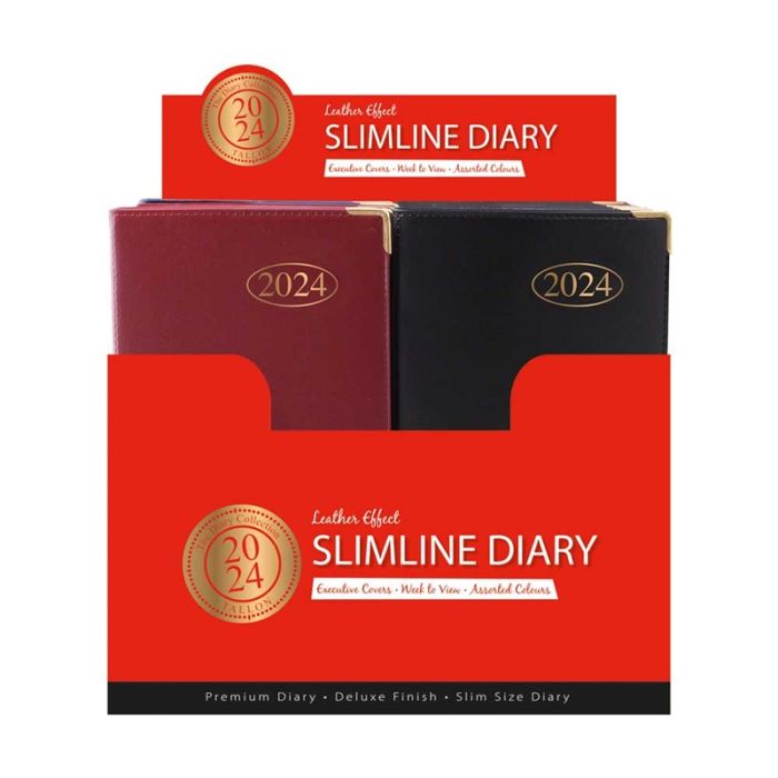 Slimline Diary Leather Effect - Assorted Colours
