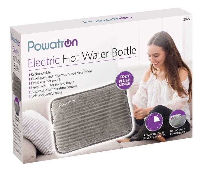 Powatron Electric Hot Water Bottle Grey