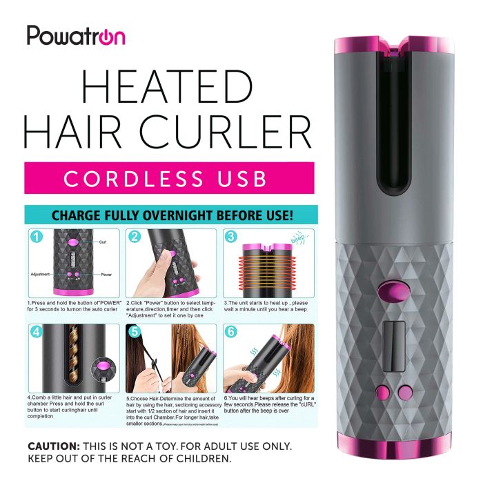Powatron Heated Hair Curler Cordless USB
