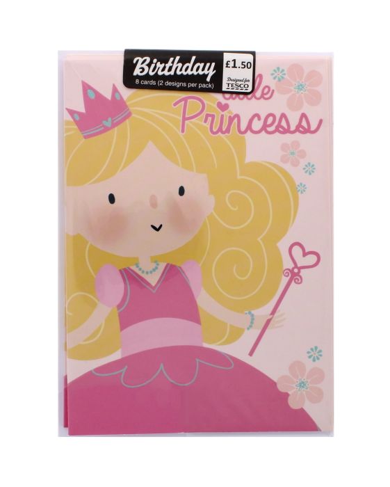Princess Birthday Card 8 pack
