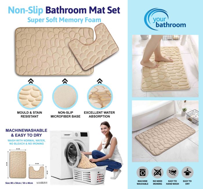 Your Bathroom Non Slip Bath Mat Memory Foam Cream