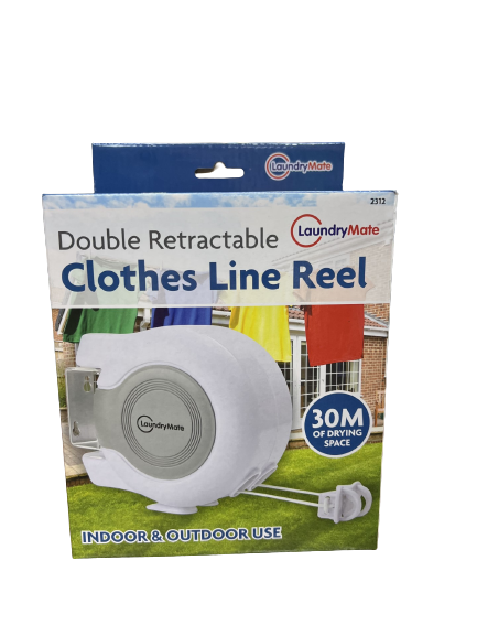 LaundryMate Double Retractable Clothes Line Reel 30m