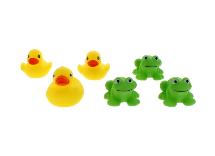 Rubber Frogs & Ducks Bath Toys Pack of 3