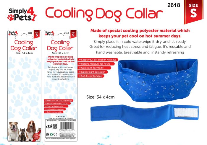 Simply 4 Pets Cooling Dog Collar 34 x 4cm Small