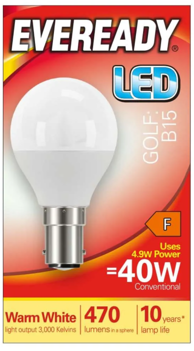 Eveready LED Bulb Golf B15 40W Warm White
