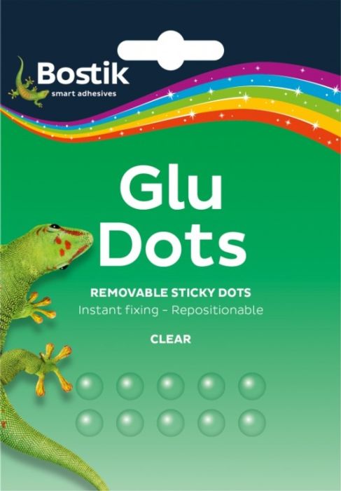 Bostik Glu Dots Clear (64 Removable Sticky Dots) - 12 Pack