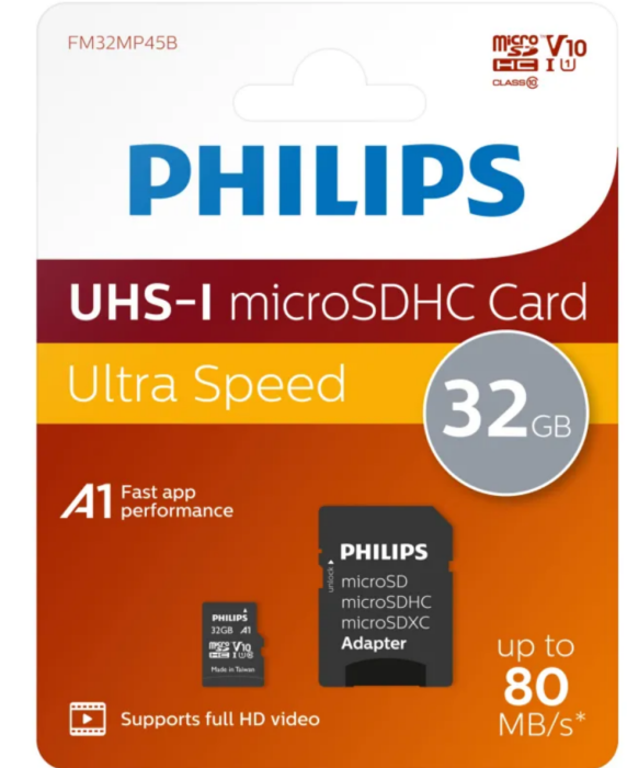 Philips MicroSDHC Memory Card 32GB With Adapter