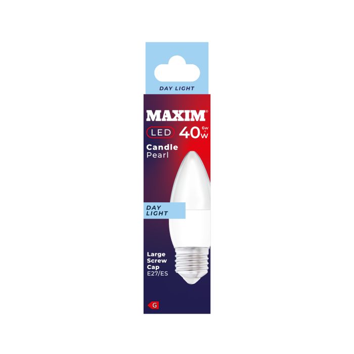 Maxim LED E27 Candle Bulb Large Screw Cap 6w-40w Day Light 10 pack