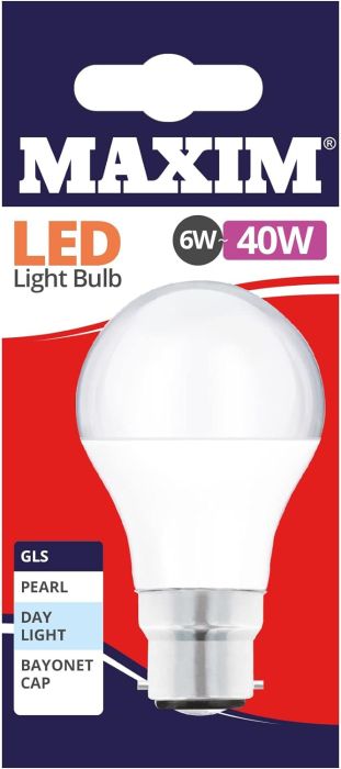 Maxim LED GLS Pearl Bulb 6w-40w Day Light 10 pack