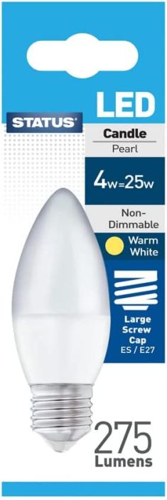Status LED E27 Candle Bulb Non-Dimmable 25W Warm White