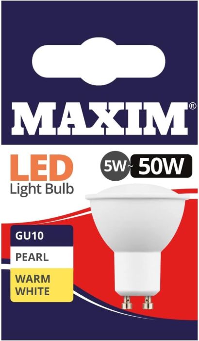 Maxim LED GU10 Pearl Bulb 5w-50w Warm White 10 pack