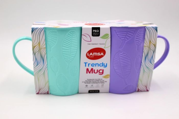 Lamsa Trendy Mug 480ml 2 pack - Assorted Colours