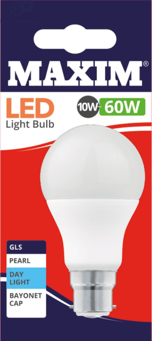 Maxim LED GLS Pearl Bulb 10w-60w Day Light 10 pack