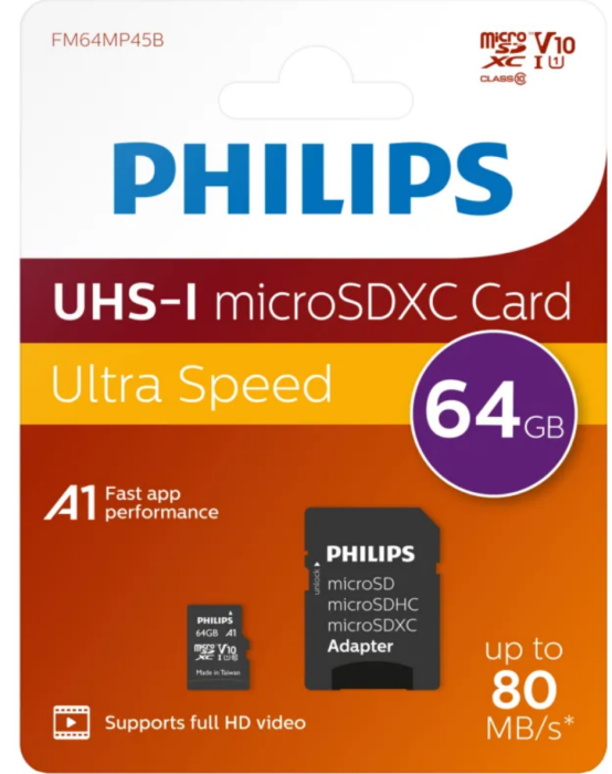 Philips MicroSDXC Memory Card 64GB With Adapter