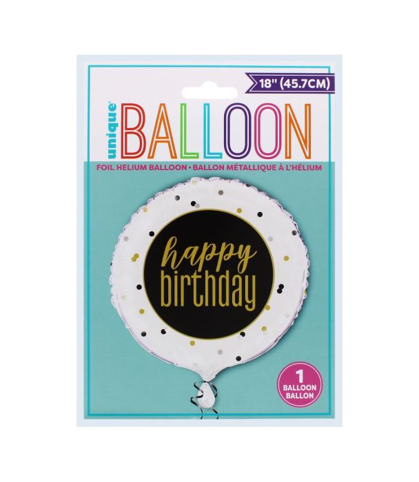 Unique 18'' Happy Birthday Helium Balloon Silver