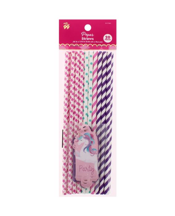 Paper Straws Unicorn Design 20 pack