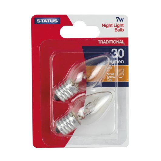 Status 7W Night Light Bulb SES/E12 2 pack