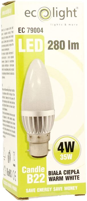 Ecolight Candle B22 LED Warm White 4/35W