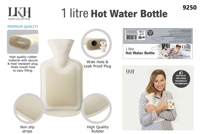 LKH Rubber Hot Water Bottle 1L