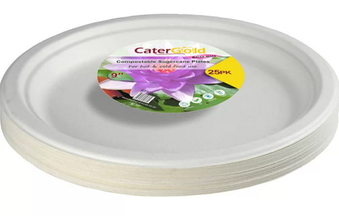CaterGold Compostable Sugarcane Plates 9" 25 pack