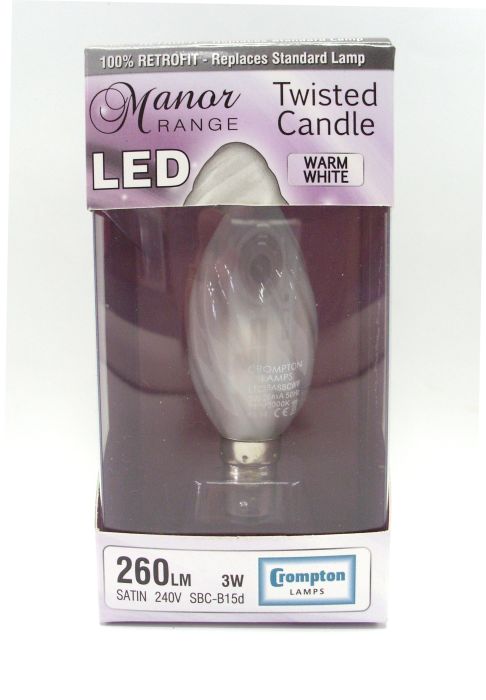 Manor Range LED B15D Bulb Twisted Candle 3W Warm White