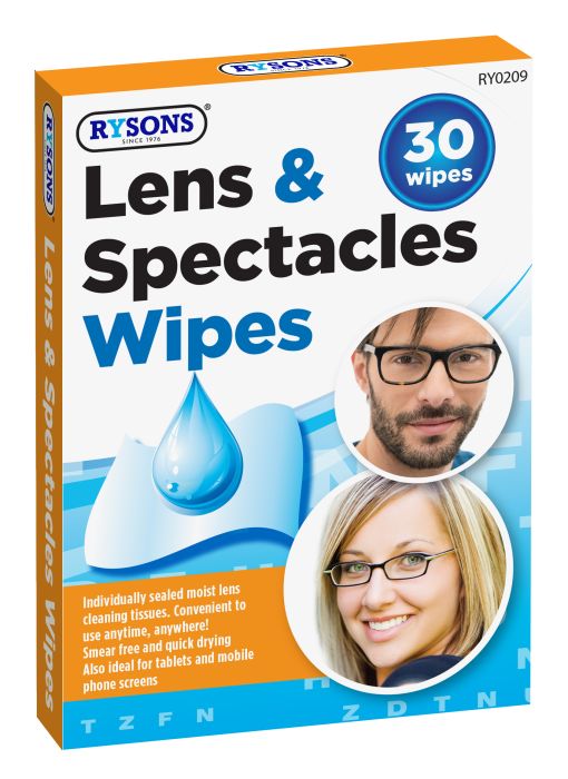Rysons Lens & Spectacles Wipes 30 pack