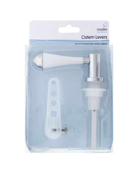Croydex White & Silver Cistern Levers Oval Handle