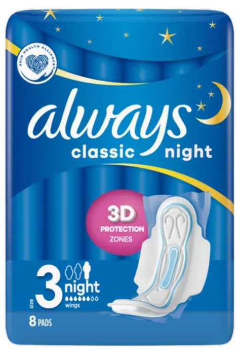 Always Classic Night Size 3 8 pack