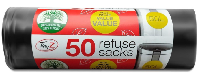 TidyZ Value Refuse Sacks 50L 50 pack