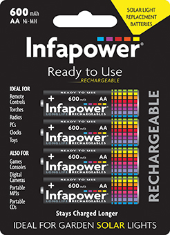 Infapower AA Rechargeable Batteries 600mAh 4 pack