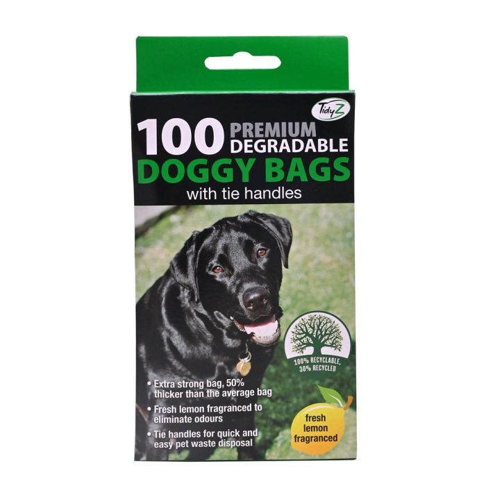 TidyZ Lemon Fragranced Doggy Bags with Tie Handles 100 pack
