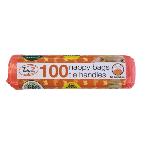 TidyZ Nappy Bags with Tie Handles 100 pack