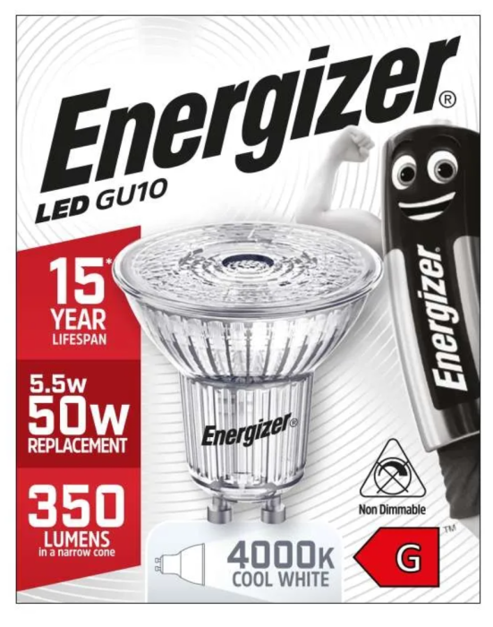 Energizer LED GU10 Bulb 5.5w-50w Cool White