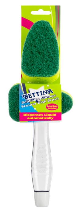 Bettina Refillable Sponge Scourer Dish Brush with Extra Head