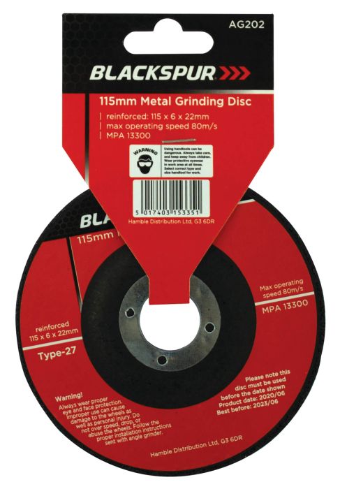 Blackspur Metal Grinding Disk 115 x 6mm