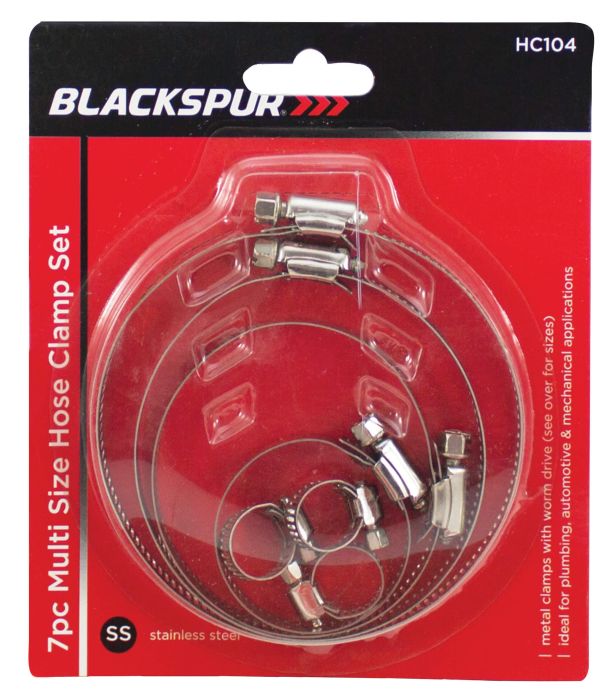 Blackspur Multi Size Hose Clamp Set 7 pack