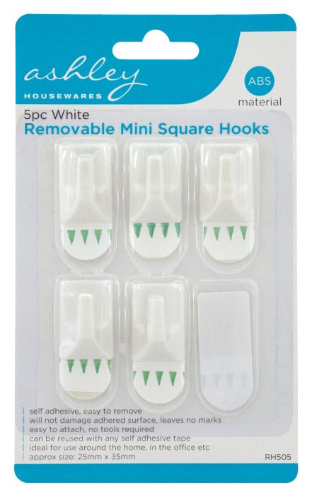 Ashley Removable Mini Square Hooks 5 pc