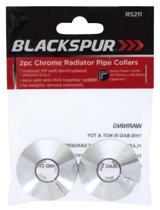 Blackspur Radiator Pipe Collars Chrome 2 pc