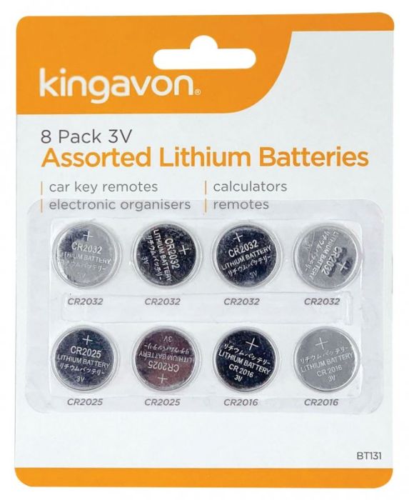 Kingavon Assorted Lithium Batteries 3V 8 pack