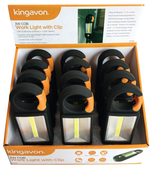 Kingavon COB Work Light With Clip 3W